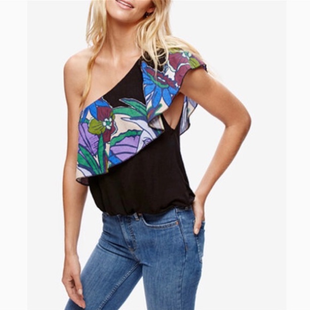 Free People Annka Ruffle One Shoulder Blouse